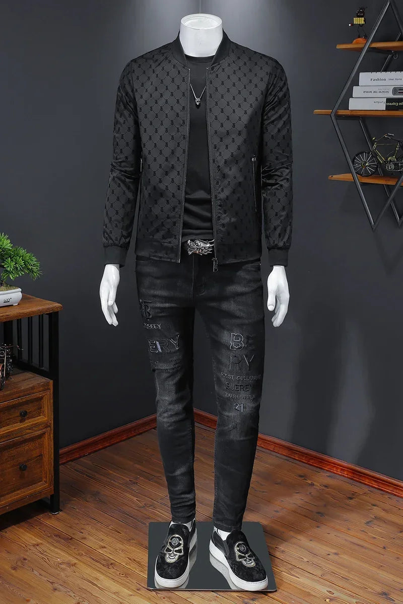 Brand handsome men's slim fit thin jacket, high-quality baseball uniform, casual personalized jacket, fashionable zipper top
