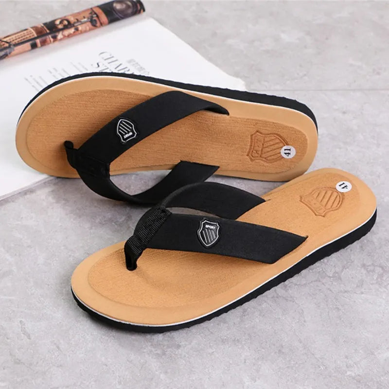 Men's Casual Flip Flops Fashion Beach Shoes Men Summer Non-Slip Flat Slides Mens Slippers Indoor House Shoes Man Male Slipper