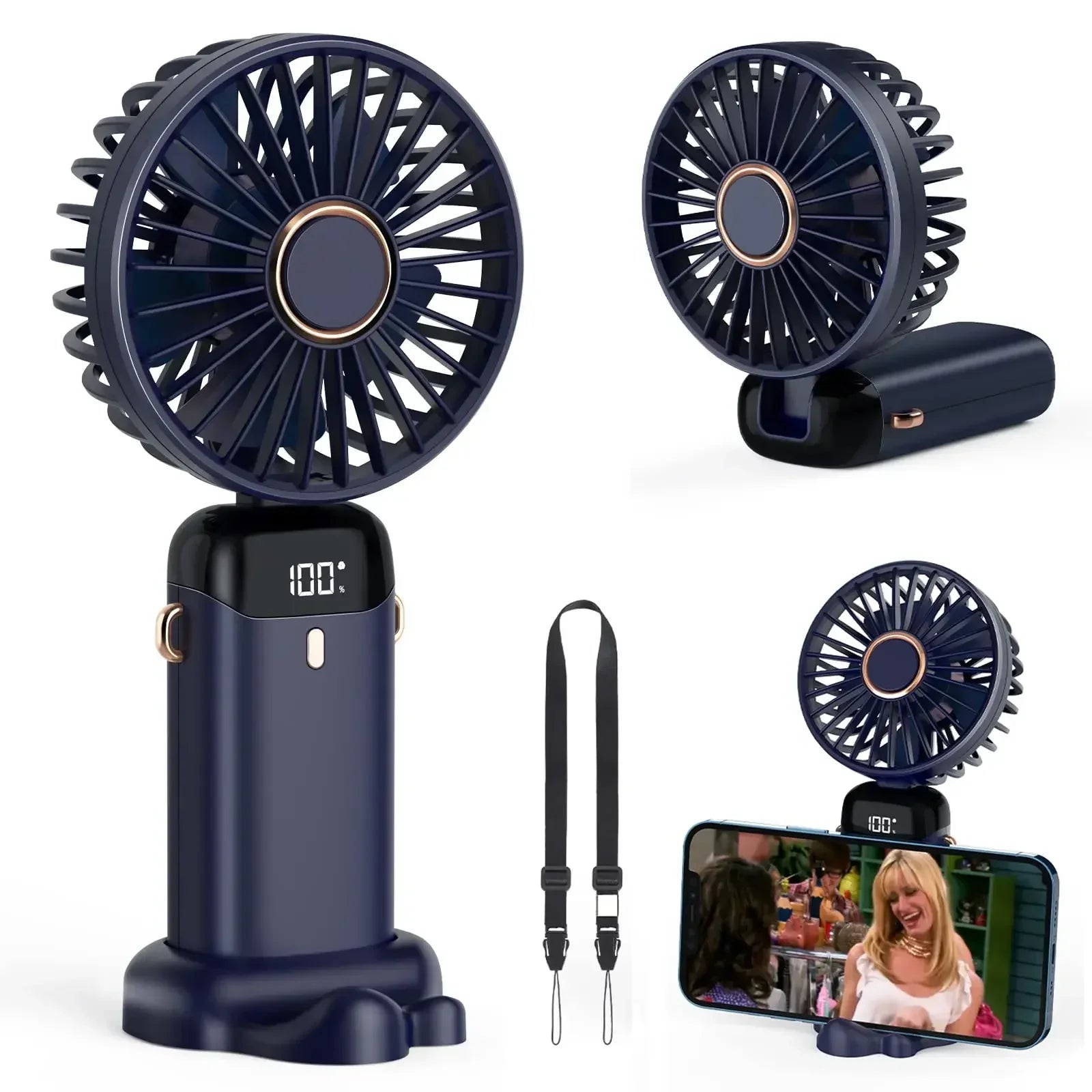 Portable 5000mAh Rechargeable Neck fan- 5-speed USB cooling fan
