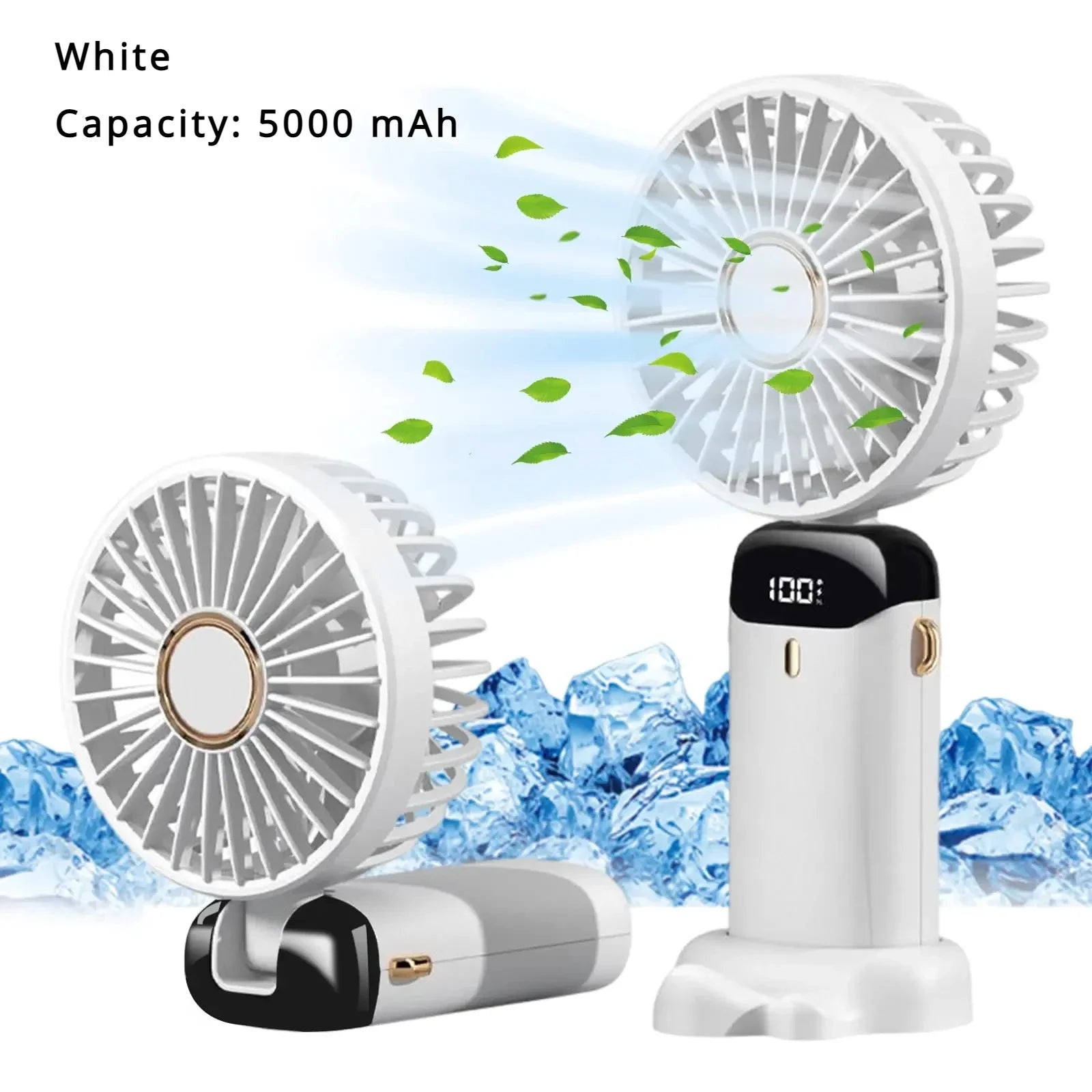 Portable 5000mAh Rechargeable Neck fan- 5-speed USB cooling fan