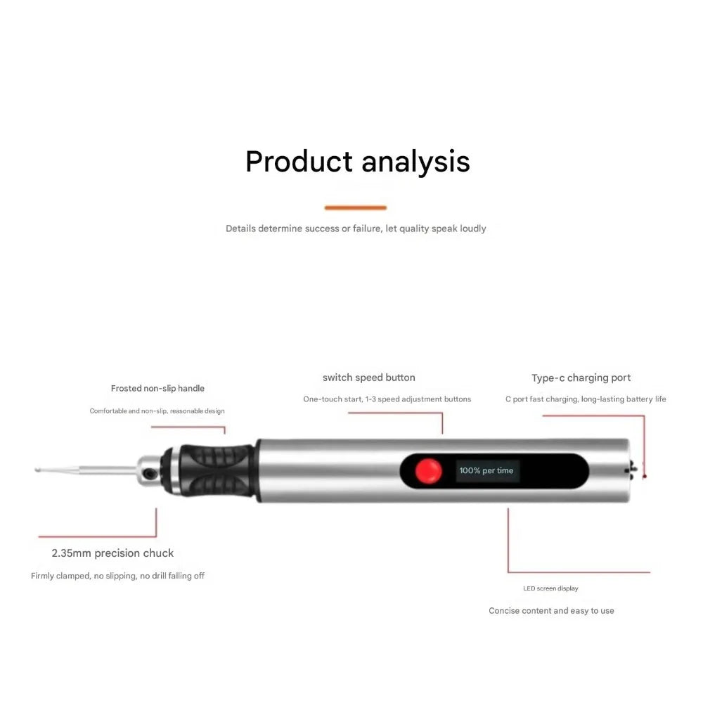 Multifunctional Electric Electric Engraving Pen Tool 10W Polishing Machine Kit Long-lasting Charging Kit Accessories LCD Display