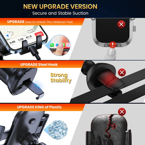 Car Phone Holder Mount,TOPK Upgrade Auto Locking Universal Phone Stand Holder with Hook Clip for Car Air Vent for iPhone Samsun