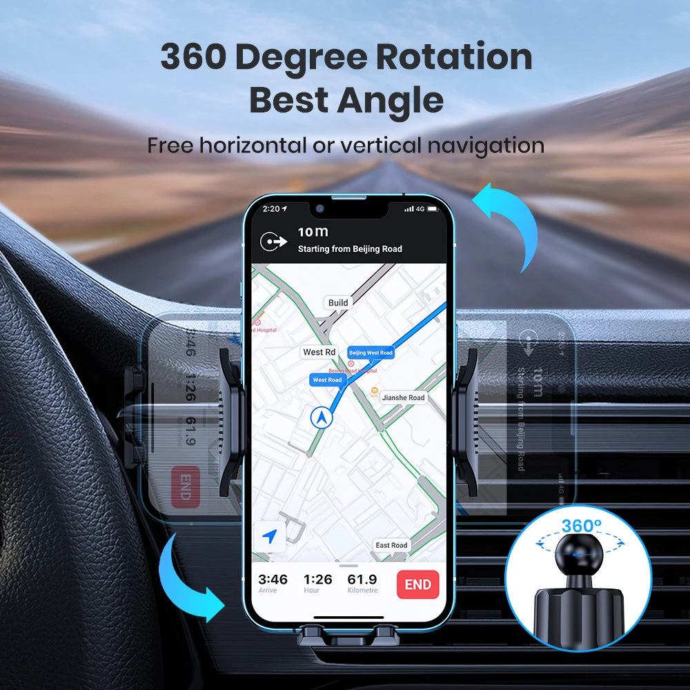 Car Phone Holder Mount,TOPK Upgrade Auto Locking Universal Phone Stand Holder with Hook Clip for Car Air Vent for iPhone Samsun