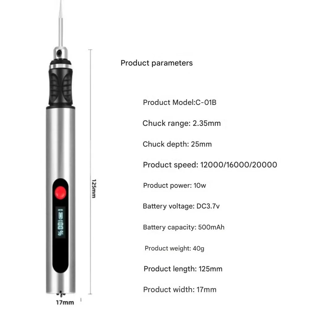 Multifunctional Electric Electric Engraving Pen Tool 10W Polishing Machine Kit Long-lasting Charging Kit Accessories LCD Display