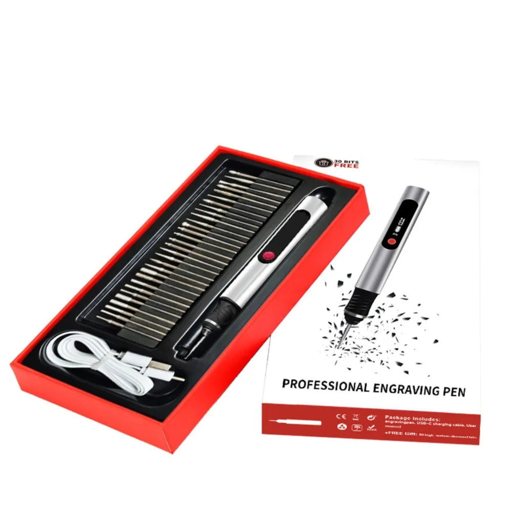 Multifunctional Electric Electric Engraving Pen Tool 10W Polishing Machine Kit Long-lasting Charging Kit Accessories LCD Display