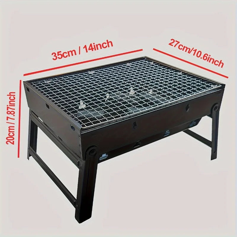 Portable Foldable BBQ Grill Iron Structure Compact Design for Camping Picnic Outdoor Cooking No Charging Needed