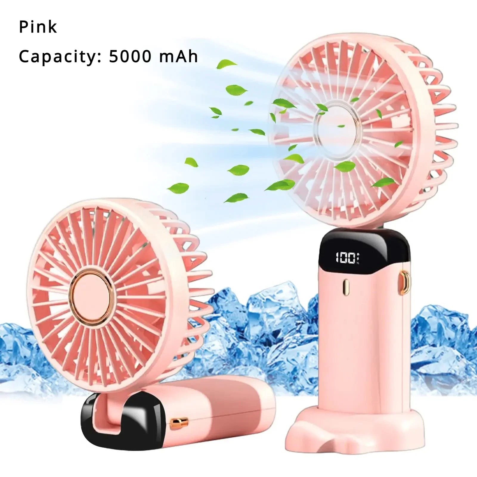 Portable 5000mAh Rechargeable Neck fan- 5-speed USB cooling fan