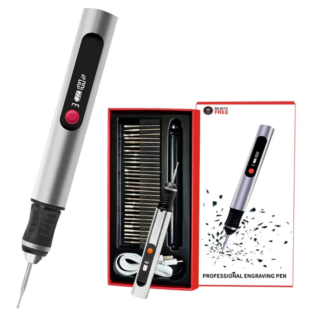 Multifunctional Electric Electric Engraving Pen Tool 10W Polishing Machine Kit Long-lasting Charging Kit Accessories LCD Display