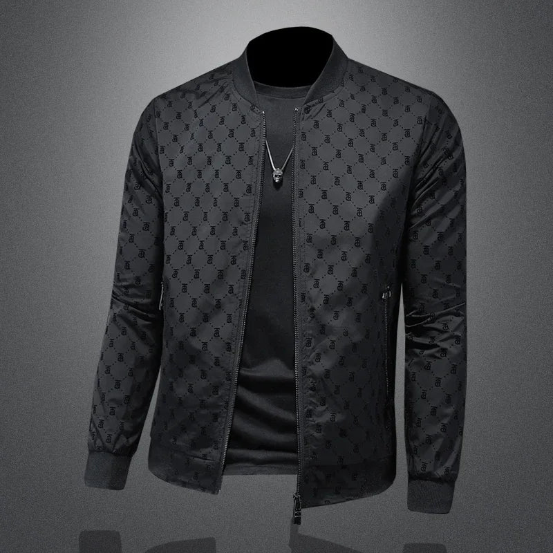 Brand handsome men's slim fit thin jacket, high-quality baseball uniform, casual personalized jacket, fashionable zipper top