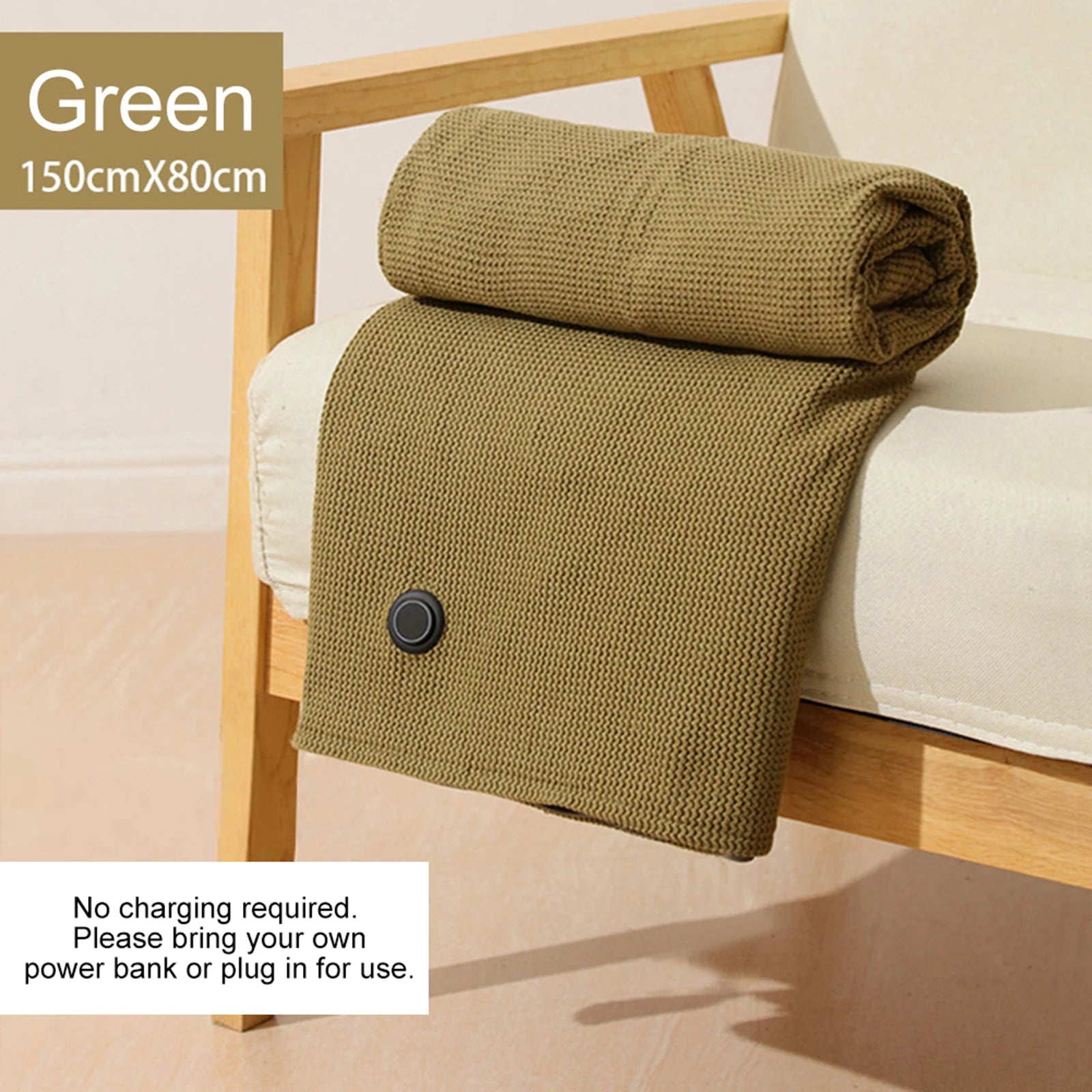 Corded Heated Blanket USB Powered Soft Zipper Shawl Wrap 3 Temperature Adjustment Warm Heating Scarf for Indoor Outdoor