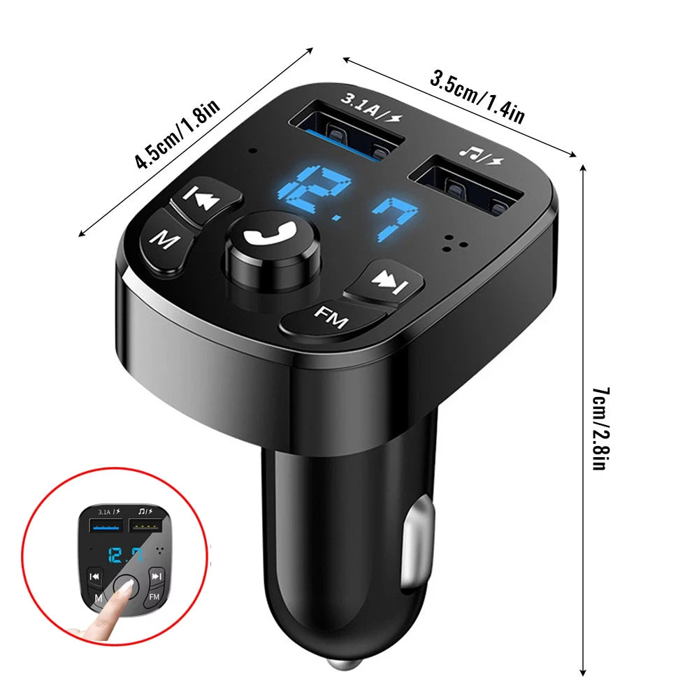 Car Fm Transmitter Bluetooth 5.0 Aux Handsfree Wireless Car Kit Dual Usb Car Charger Auto Radio Fm Modulator Mp3 Player Adapter