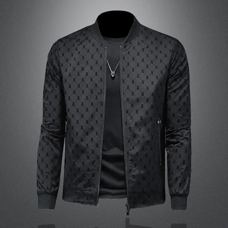 Brand handsome men's slim fit thin jacket, high-quality baseball uniform, casual personalized jacket, fashionable zipper top