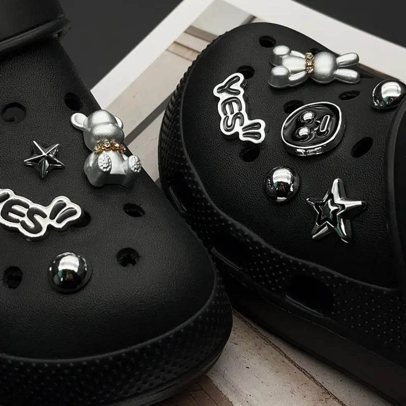 Shiny Cute Sweet Cool Shoe Charms for Crocs Set Little Bear Rabbit Clogs Pins Slipper Accessories Garden Sandals Girl Gift